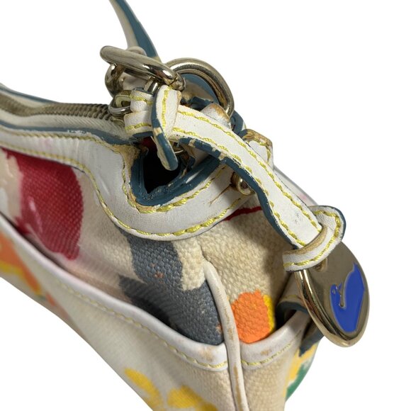 HTF Vintage DOONEY BOURKE Double Pocket Front Graffiti Shoulder Bag + Charm - Picture 7 of 16